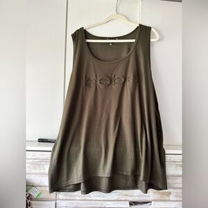 💚 Bebe Logo Tank Top 3X Olive Green Oversized Boxy Plus Size